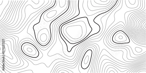 Wavy irregular contour map lines in artistic black sketch style on white backdrop ideal for surface pattern design and art  