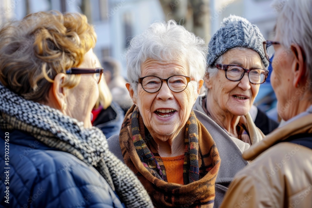 Group of senior women walking on the street in Prague, Czech Republic Group of senior women walking on the street in Prague, Czech Republic