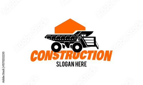 Dump truck company logo template. Ready made logo template set vector isolated