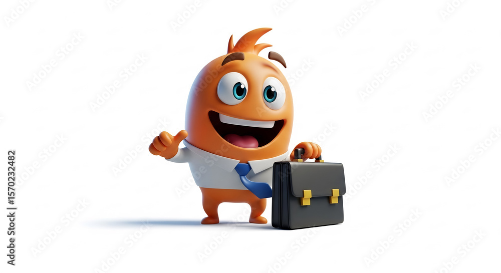 Fototapeta premium Orange cartoon business character