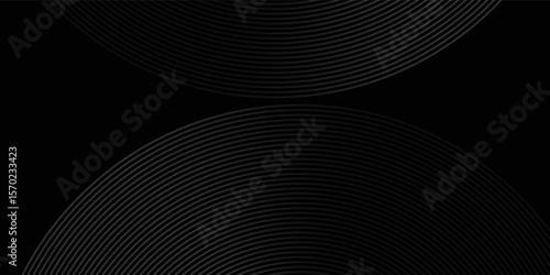 Abstract black glowing geometric lines modern shiny gray circle lines pattern, Modern black gray gradient rings. Suitable for banner, cover, poster, website, presentation, brochure,modern