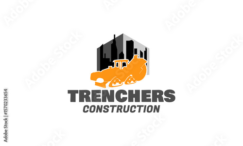 Construction Vehicle logo designs vector, Trencher Logo