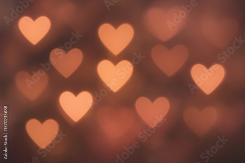 Romantic heart-shaped bokeh lights creating dreamy atmosphere with soft focus background effects