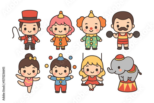 Cute circus characters vector illustration for kids' design in flat style