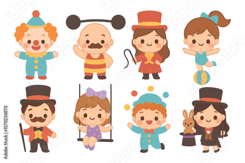 Cute circus characters vector illustration for children's design in flat style