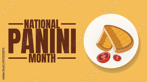 National Panini Month Designs, Grilled Sandwich Vector Art and Posters
