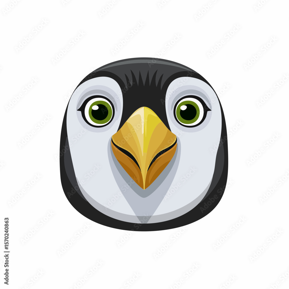 Naklejka premium Adorable Penguin Face Cartoon Vector Illustration