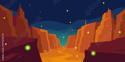 Enchanted Canyon A Nighttime Fantasy Landscape Illustration