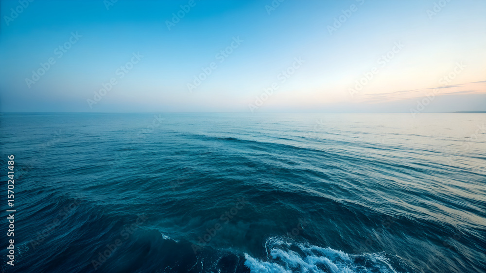 Fototapeta premium Serene Wide-Angle Ocean View Calm Waters and Tranquil Horizon
