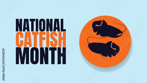 National Catfish Month Designs, Fishing and Seafood Vector Art