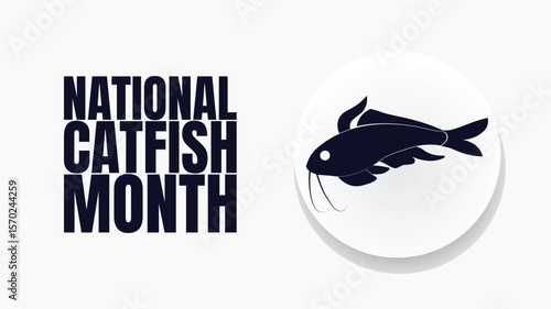 National Catfish Month Designs, Fishing and Seafood Vector Art