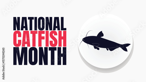 National Catfish Month Designs, Fishing and Seafood Vector Art