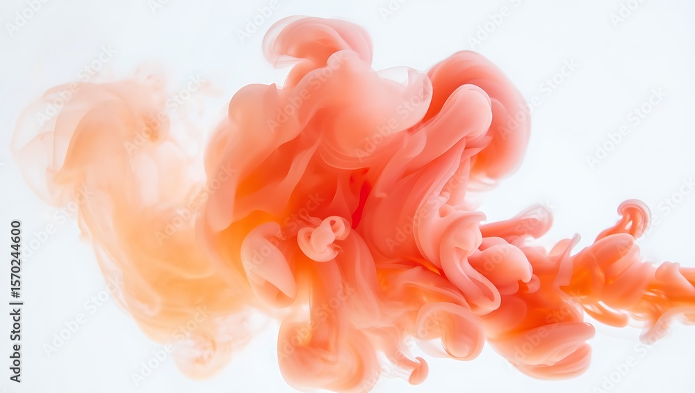 Fototapeta premium Coral peach ink cloud swirling abstract image