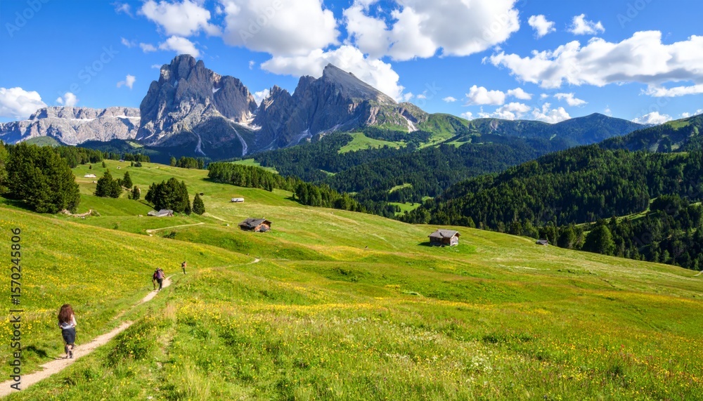 Fototapeta premium Dolomites meadow under a clear sky