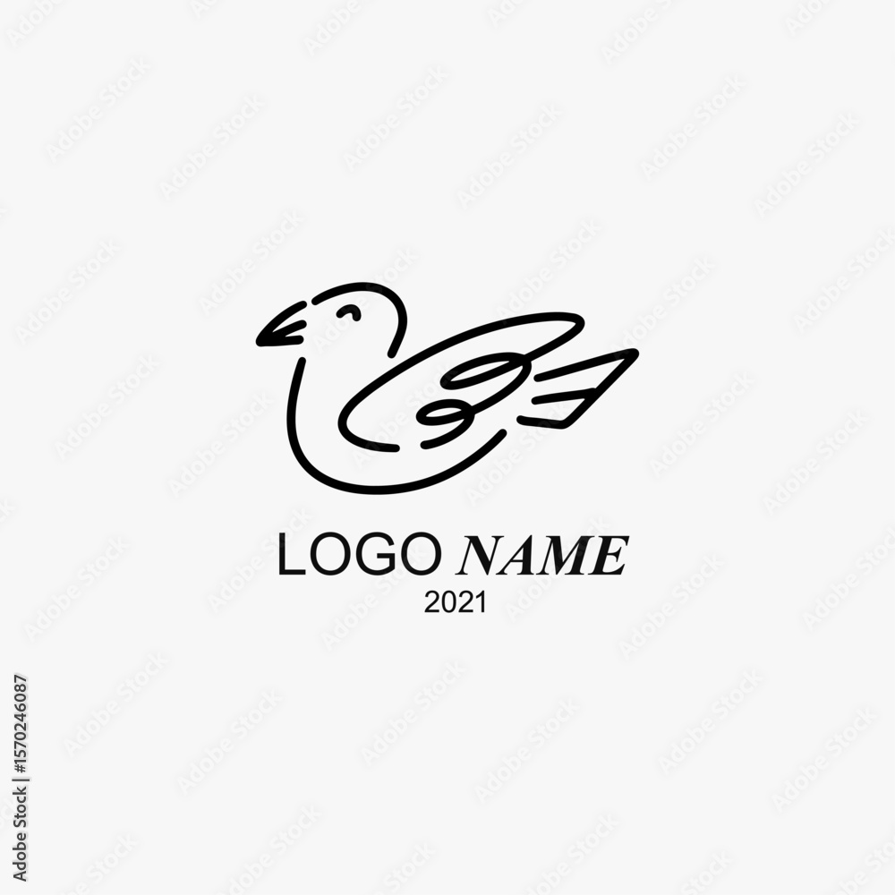 Obraz premium Cute bird flying. Animal icon. House Logo and Brand Design