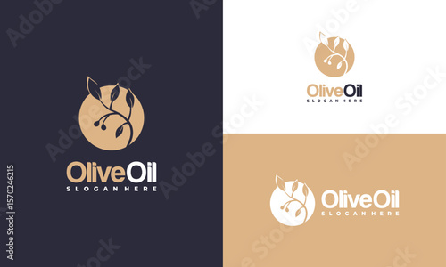 Dripping Olive Oil Logo designs concept vector