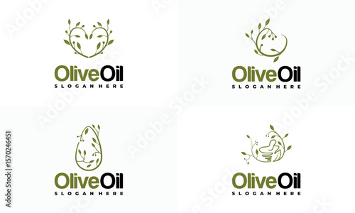 Set of Love Olive Oil Logo designs concept vector