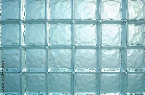 Photorealistic glass bricks forming a wall, each block having a different light-diffusing texture