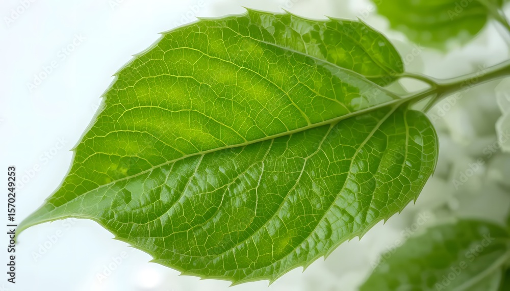 Obraz premium Wisteria Leaf (Foglia di Glicine) Close-Up Isolated on White Background – Version 2