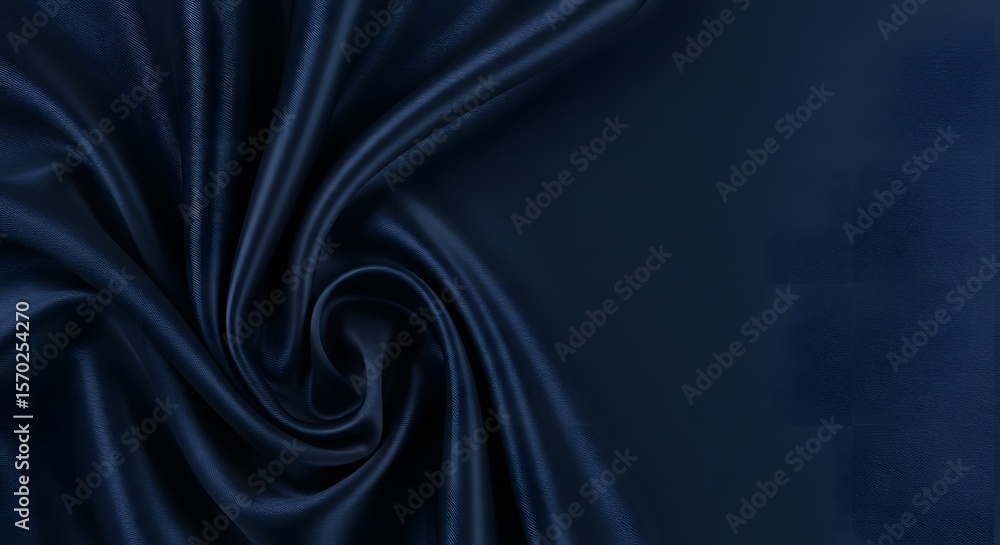 Obraz premium Elegant Navy Blue Silk Fabric Swirl - Luxurious Texture and Smooth Draping Background