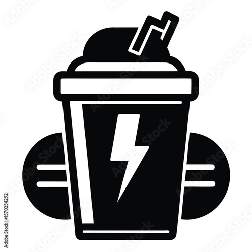 Simple black and white icon of a protein shake in a glass