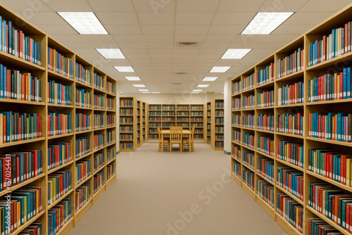 Wallpaper Mural Endless Rows Of Colorful Books In A Bright Modern Library bookshelves reading Torontodigital.ca