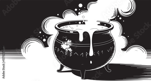 Bubbling Cauldron with Runes