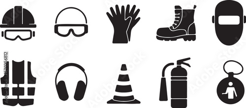 Personal Protective Equipment (PPE) and Safety Tools Icons