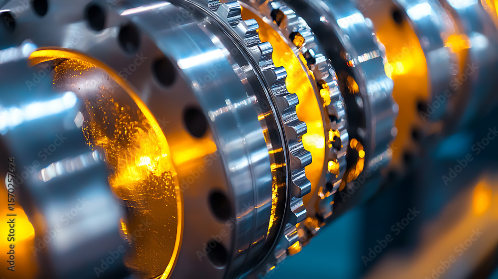 Fototapeta premium A series of gears are shown in a close up