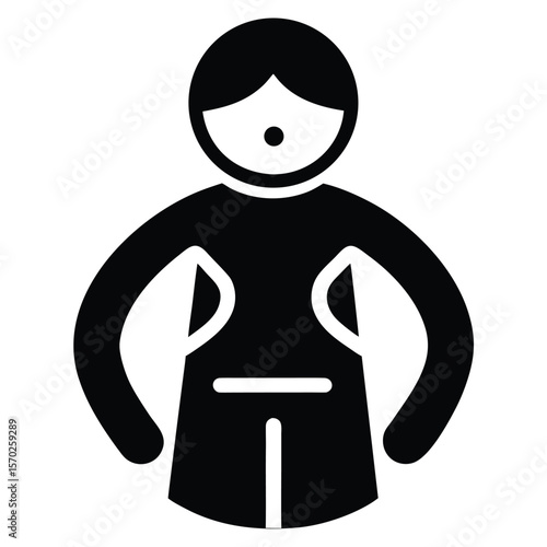 Black and white icon of a human abdomen medical illustration