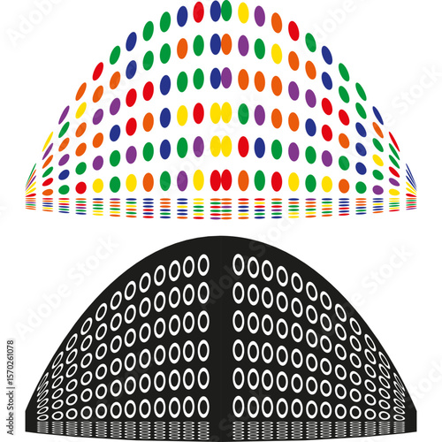 Dome structure pattern. Geometric grid design. Abstract spherical shape. Vector architectural element