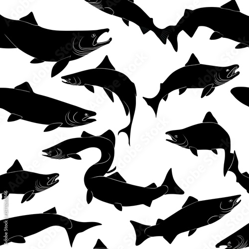 Black and white fish pattern.
