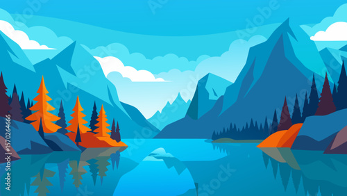 mountain landscape with lake