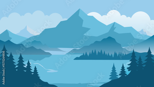 mountain landscape with clouds