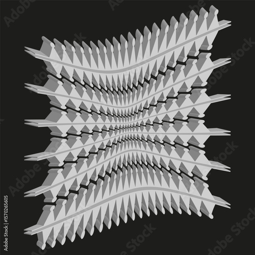 Abstract geometric pattern. Repeating spiked texture. Intersecting line design. Vector modern structure.
