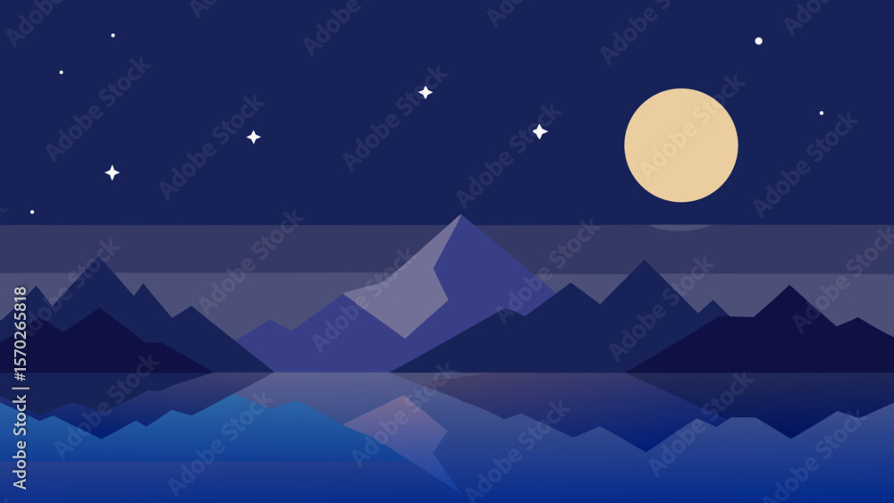 Fototapeta premium night landscape with moon