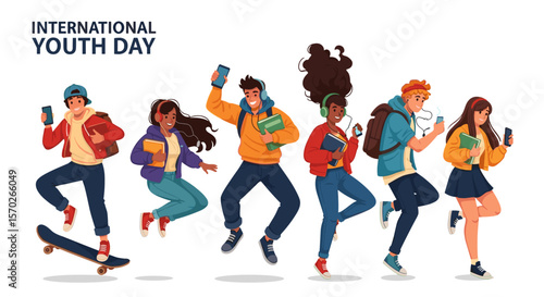 Group of young people celebrating international youth day together now