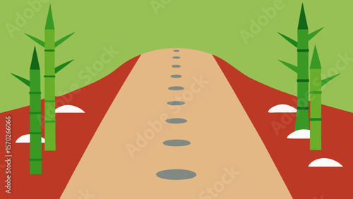 Serene Path Bamboo Forest Journey Illustration