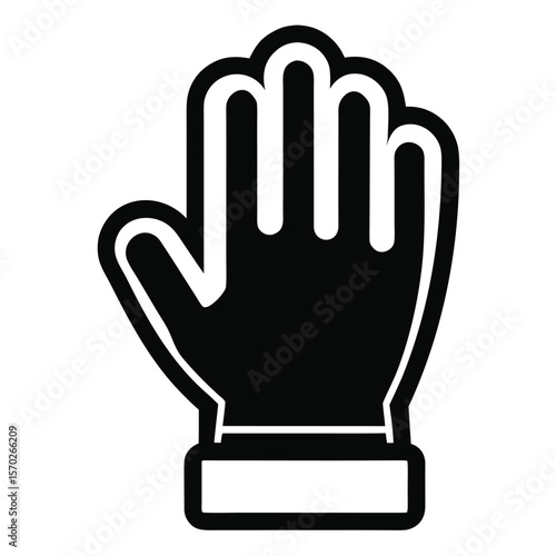 Simple black and white hand grip glove icon for various applications