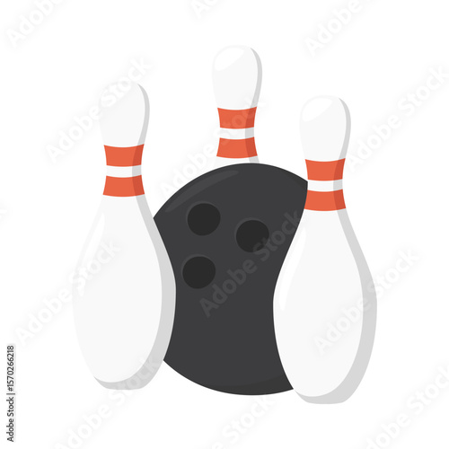 Bowling Sign Emoji Icon Illustration. Sports Vector Symbol Emoticon Design Clip Art Sign Comic Style.