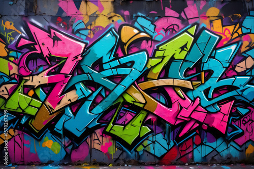 Wallpaper Mural Vibrant Graffiti Wall Art: Abstract Bold Colors, Energetic Style, Urban Street Art Texture Torontodigital.ca