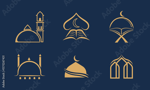 Set of Islamic Mosque Ramadhan Logo designs template, Islamic Logo Icon