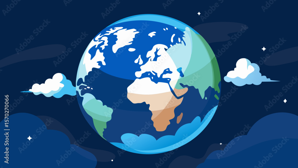 Fototapeta premium Our Planet A Stunning Earth Illustration Featuring Continents and Clouds