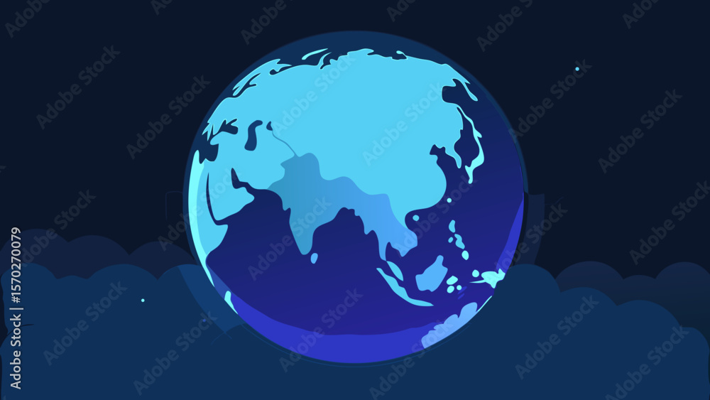 Obraz premium Global Perspective A Stylized Illustration of Earth at Night