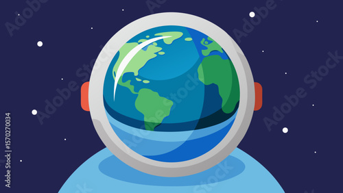 Vibrant illustration of our blue planet Earth and moon in the vast universe, with gleaming stars scattered across the abstract global map