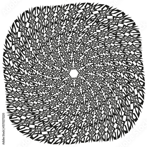 Circular mesh icon. Detailed dot lattice. Geometric vector texture. Subtle grey design.