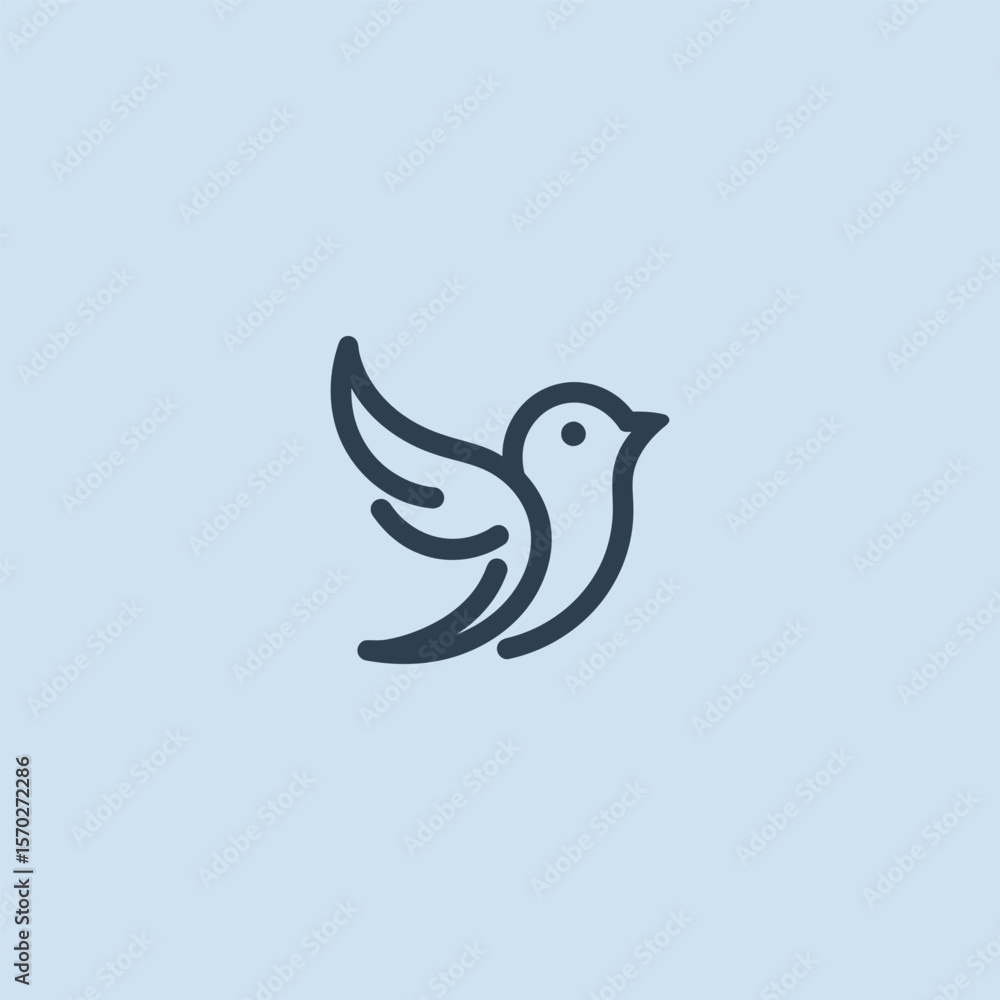 Fototapeta premium Creative bird logo in elegant and minimalist line art style.