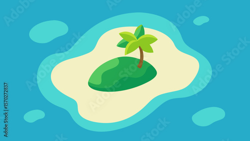 Vector illustration of a green apple with a water drop, embodying new life and nature's growth