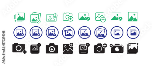 Add image icon. Add picture icon. Photo icon, photo album icon, image picture symbol, vector illustration eps 10.