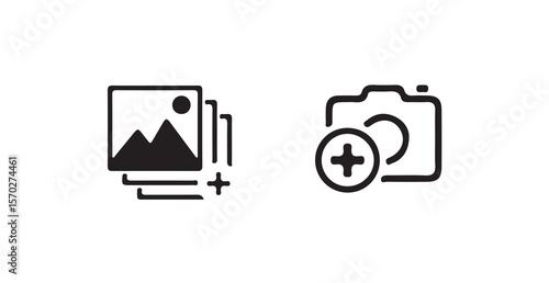 Add pic icon Vector logo sign, Photo Upload Icon with Plus Sign, Add Photo Symbol, vector illustration eps 10.
